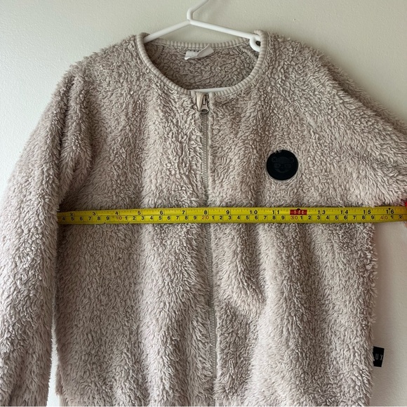 Huxbaby Kids Teddy Fleece Zip Jacket Size 7 | Beige Sherpa Bomber Style Cozy - Picture 11 of 12